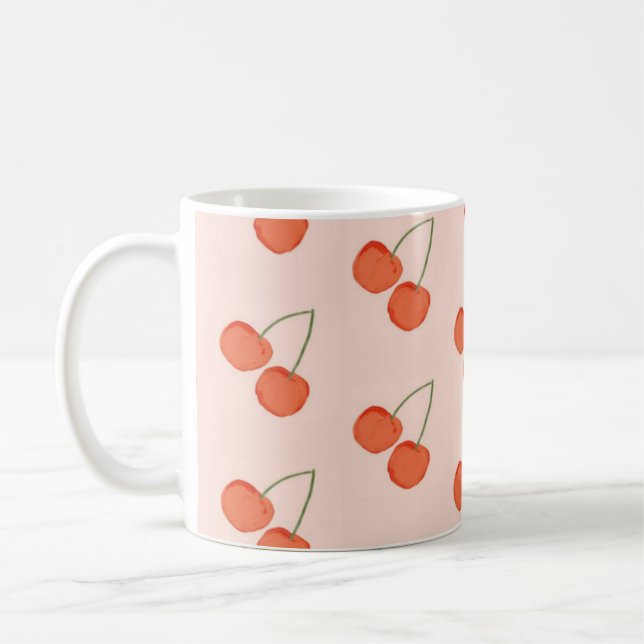 Mug Motif de fruits de cerise rose et rouge  (Gauche)