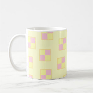 Mug Motif de gâteau de Battenburg. Rose et jaune