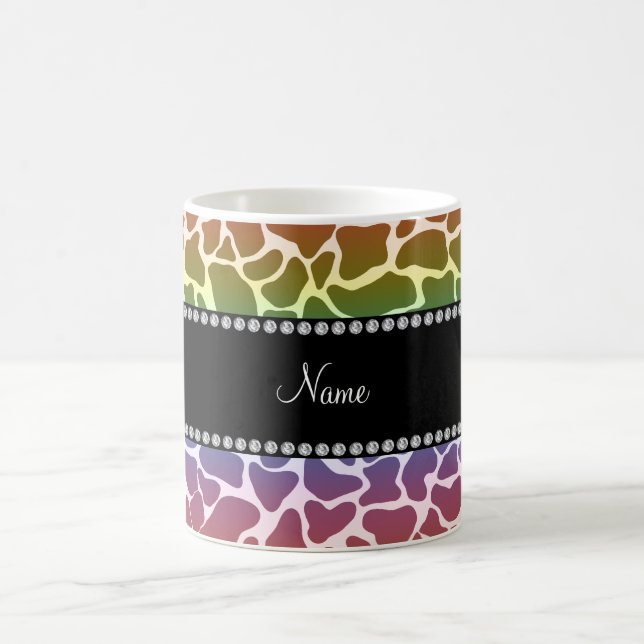 Mug motif de girafe arc-en-ciel de nom personnalisé (Centre)