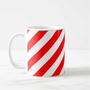 Mug Motif de grandes bandes diagonales rouges et blanc