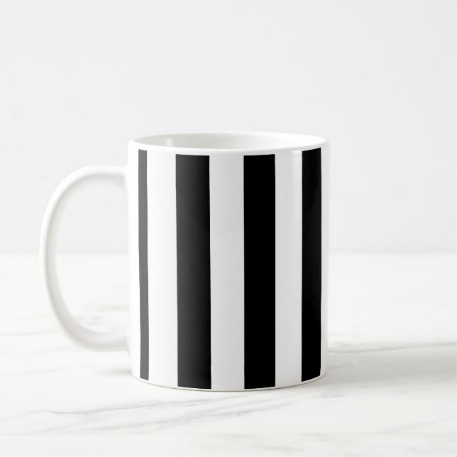 Mug Motif de grandes bandes verticales en noir et blan (Gauche)