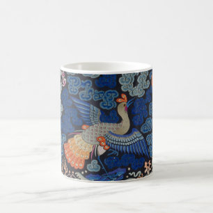 Mug Motif de grue chinoise vintage : bleu impérial
