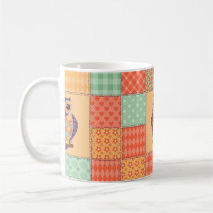 Mug Motif de hibou en patchwork sans couture. Arrière 