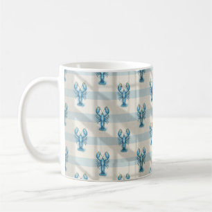 Mug Motif de homard à l'aquarelle bleue sur rayure côt