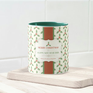 Mug Motif de houx de Noël Feuilles de houx vertes Baie