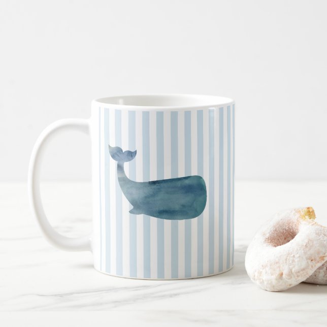 Mug Motif de la bande nautique de baleine (Avec donut)
