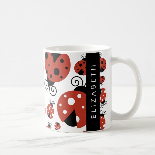 Mug Motif De Ladybugs, Red Ladybugs, Votre Nom (Droite)