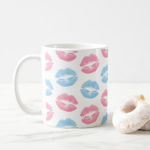Mug Motif de lèvres bleues et roses, Lipstick, Baiser