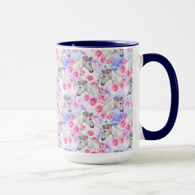 Mug Motif de licornes et de roses (Droite)