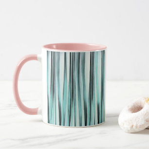 Mug Motif de lignes rayées d'océan bleu cyan
