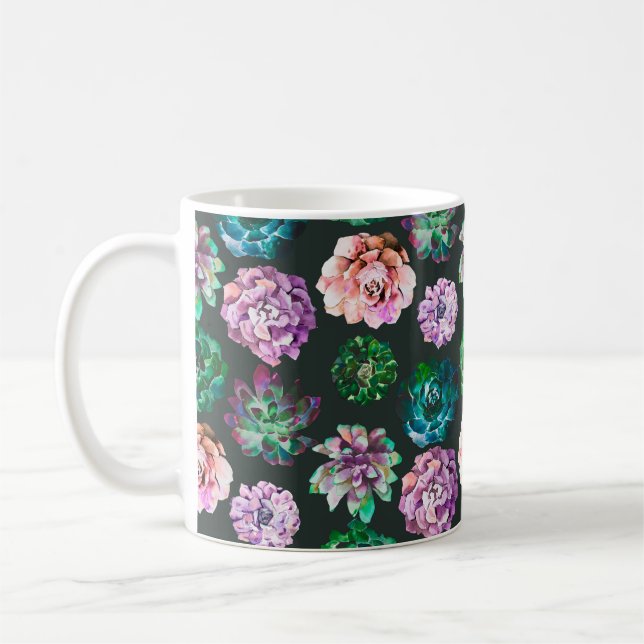 Mug Motif de l'illustration de l'aquarelle succulente (Gauche)