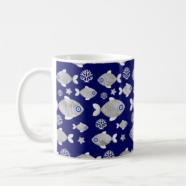 Mug Motif de l'oeil du mal de poisson d'argent (Gauche)