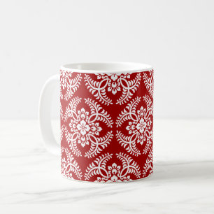 Mug Motif de médaillon japonais, rouge profond et blan
