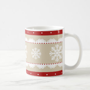 Mug Motif de Noël blanc rouge crème élégant