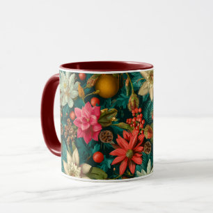 Mug Motif de Noël Citron et Fleur d'Hiver Festif