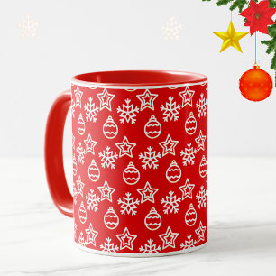 Mug Motif de Noël élégant sur fond rouge