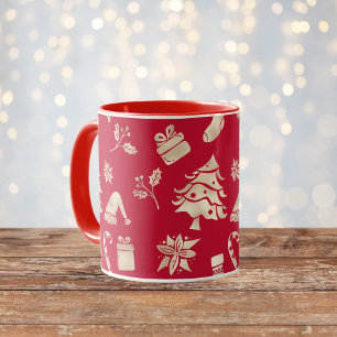 Mug Motif de Noël joyeux or moderne
