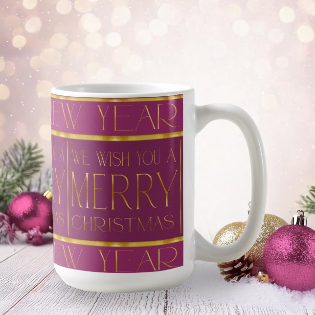 Mug Motif de Noël Magenta Gold#35b ID1009 (Créateur téléchargé)