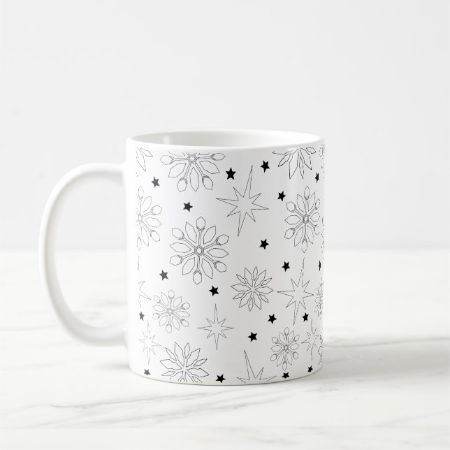 Mug Motif de Noël moderne noir et blanc (Gauche)