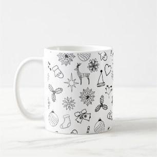 Mug Motif de Noël moderne noir et blanc