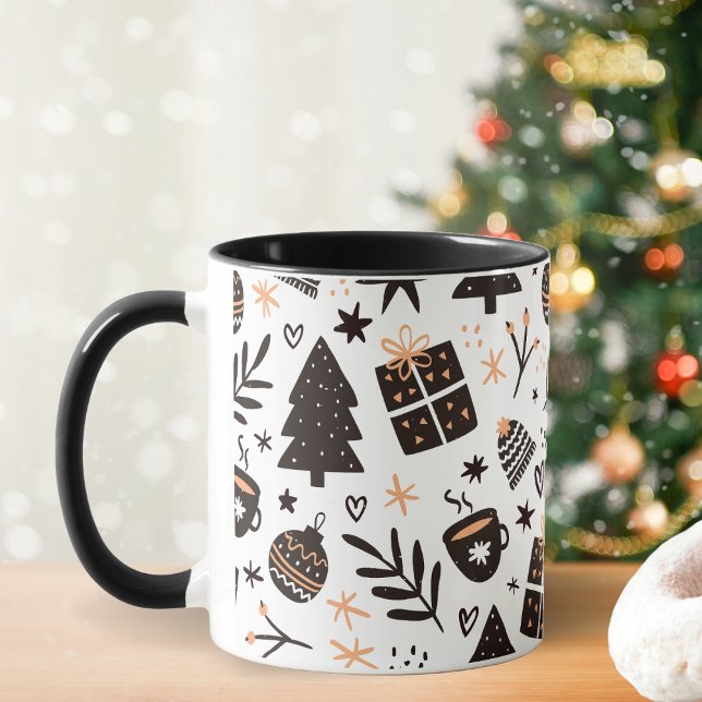 Mug Motif de Noël noir et blanc, (Créateur téléchargé)