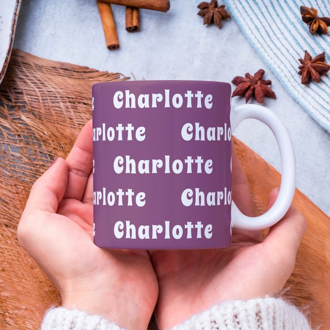 Mug Motif de nom blanc violet (Créateur téléchargé)