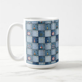 Mug Motif de patchwork avec thème marin Lifebuoy Ancho