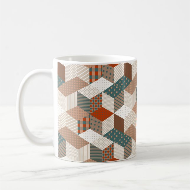 Mug Motif de patchwork sans couture avec étoiles. vint (Gauche)