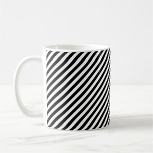 Mug Motif de petites bandes diagonales en noir et blan