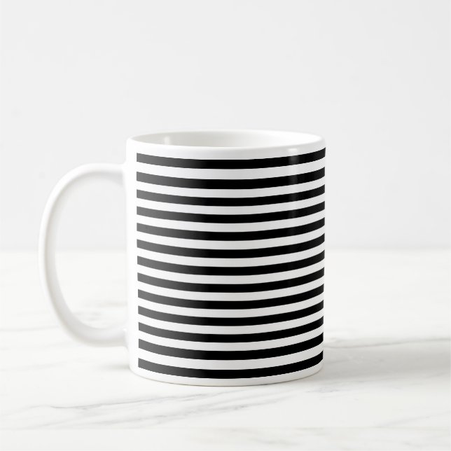 Mug Motif de petites bandes horizontales en noir et bl (Gauche)