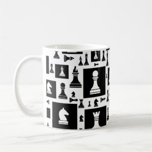 Mug Motif de pièces d'échecs - noir et blanc