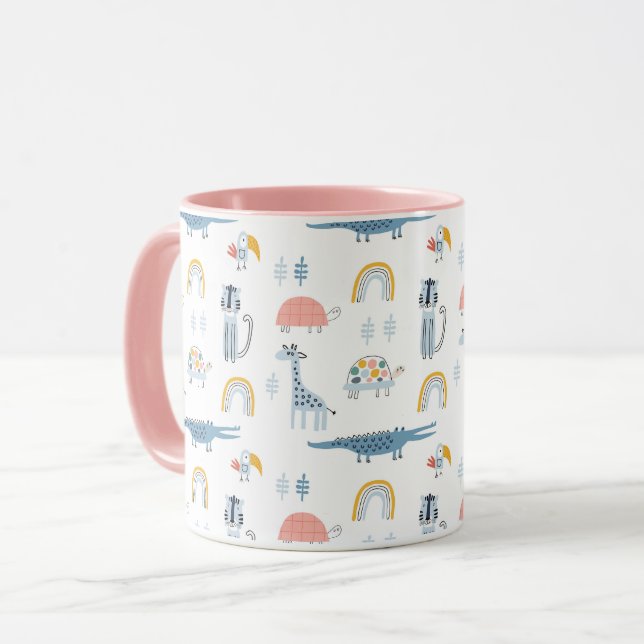 Mug Motif de plaisir animal Doodle (Devant gauche)