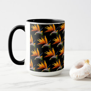 Mug Motif de plante d'oiseau de paradis orange sur fon