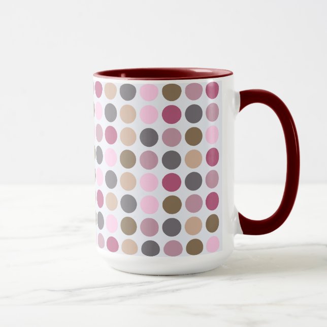 Mug Motif de point crème rose de polka de brun de rose (Droite)