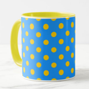 Mug Motif de pois jaunes sur fond bleu