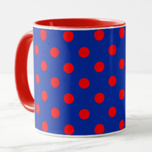 Mug Motif de pois rouges sur fond bleu 