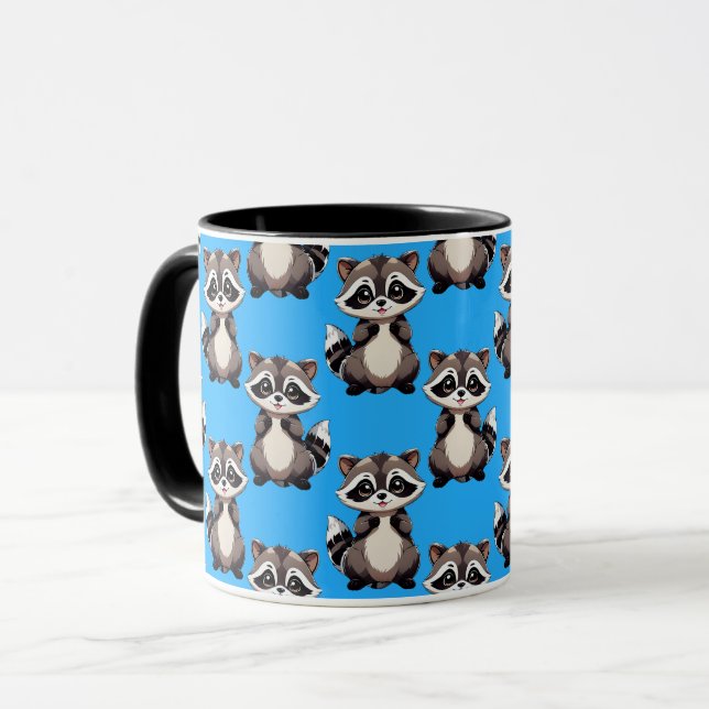 Mug Motif de Raton Laveur Bleu Design  (Devant gauche)