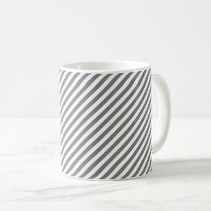Mug Motif de rayures diagonales grises et blanches