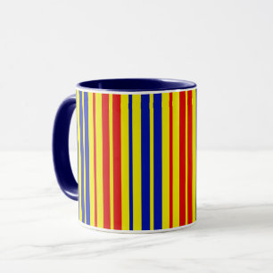 Mug Motif de rayures rouges bleues jaunes 