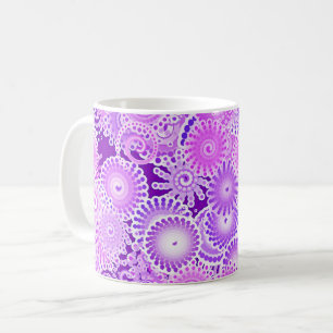 Mug Motif de remous de fractale, nuances de pourpre