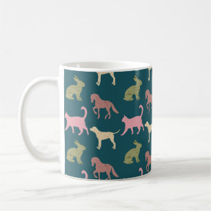 Mug Motif de silhouettes d'animaux Chien Chat Cheval