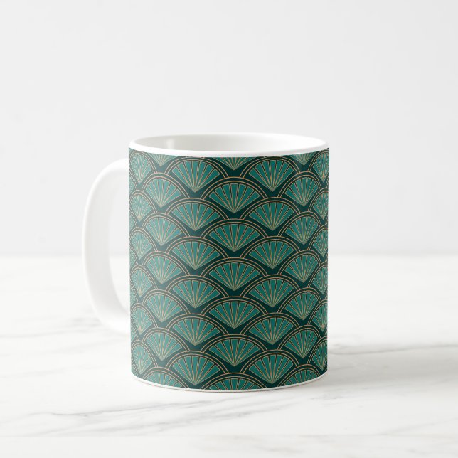 Mug Motif de style Art déco en vert turquoise (Devant gauche)