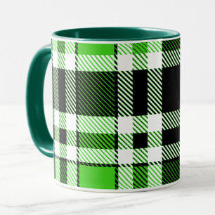 Mug Motif de tartan à carreaux en flanelle verte noire