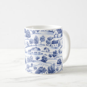 Mug Motif de toile française bleue de campagne