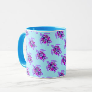 Mug Motif de tortue de mer rose et violet