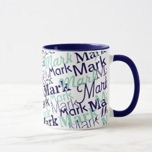 Mug Motif de typographie de prénom moderne bleu