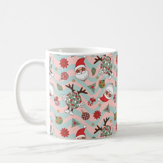 Mug Motif de vacances Disco Père Noël et Reindeer (Gauche)