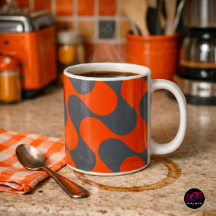 Mug Motif de vague de mode rétro orange