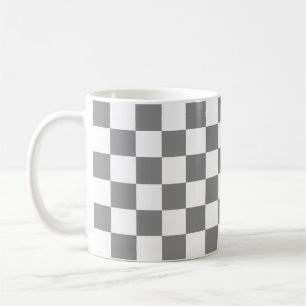 Mug Motif de vérification À damiers blanc gris cendré
