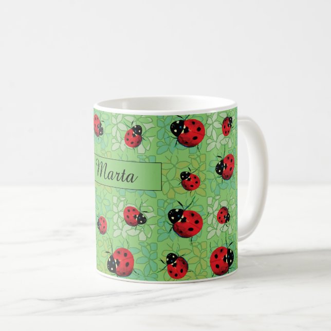 Mug Motif de vert de pétales de coccinelle (Devant droit)